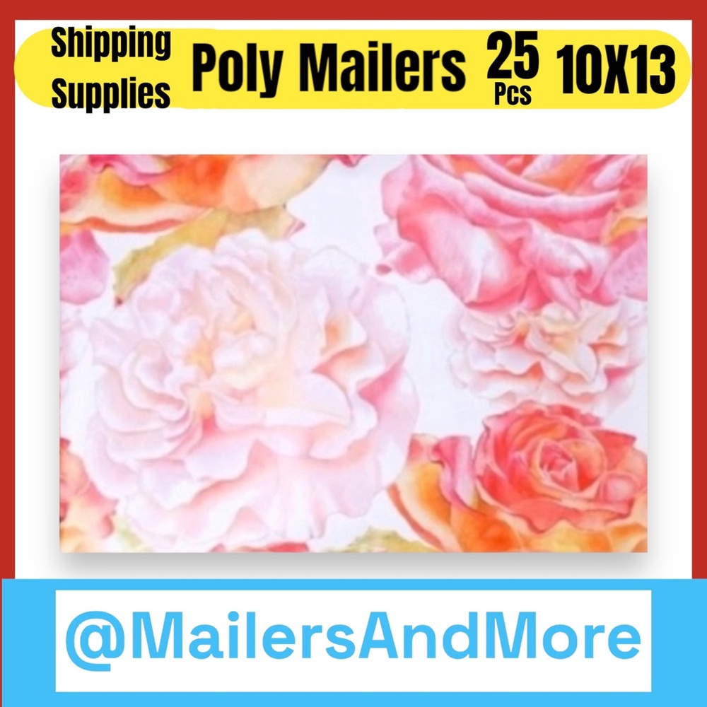 ❗️ONLY 1 Left ❗️25 10X13 Watercolor Roses Poly Mailers - Picture 3 of 10